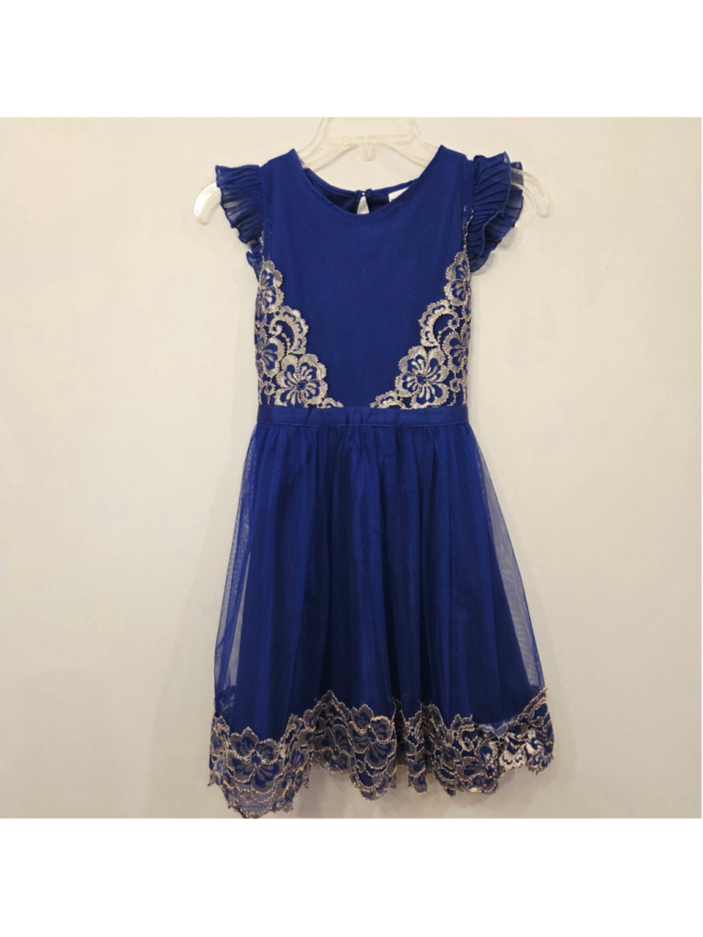 Girls D-Signed Formal Dress Size M 10/12 Blue Gold